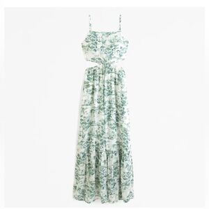 Green Toile Print Spaghetti Strap Maxi Dress